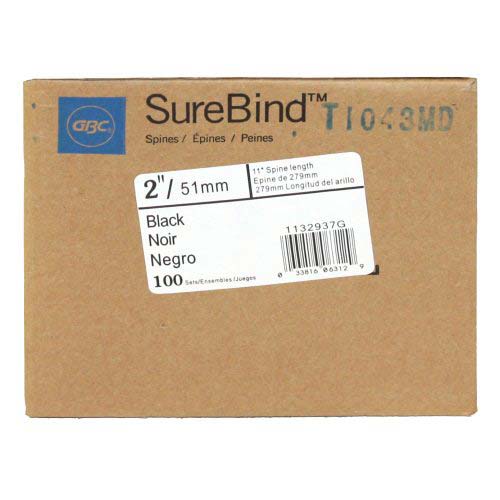 GBC Black 2" x 11" 10 Pin SureBind Strips - 1132937
