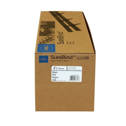 GBC Black 3" x 11" 10 Pin SureBind Strips - 3700506