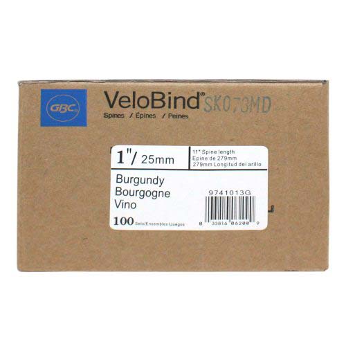 GBC Premium Burgundy 1" x 11" 11-Pin Velobind Strips - 9741013