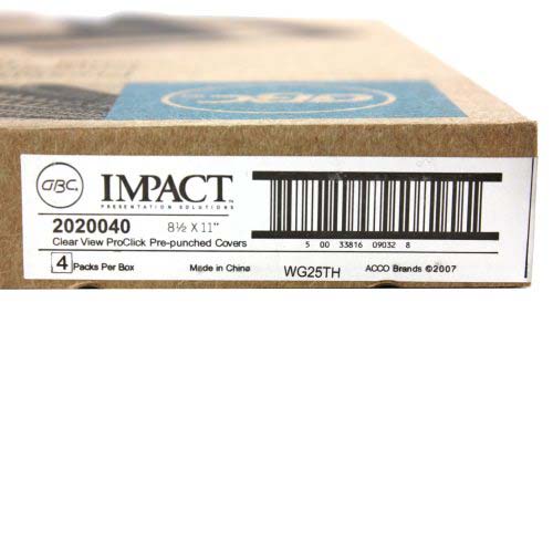 GBC Clear View 8.5" x 11" ProClick Punched Presentation Covers 25pk - 2020040
