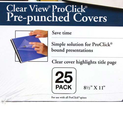 GBC Clear View 8.5" x 11" ProClick Punched Presentation Covers 25pk - 2020040