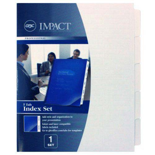 GBC Customizable Plain White Index Tabs 5 Tab - 9675044