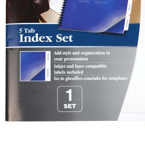 GBC Customizable Plain White Index Tabs 5 Tab - 9675044