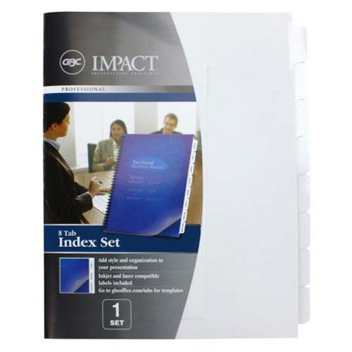 GBC Customizable Plain White Index Tabs 8 Tab- 9675045 - Clearance Sale