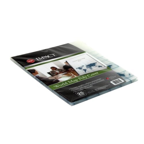 GBC Designer World Map Poly Covers 25pk - 25825 - Clearance Sale