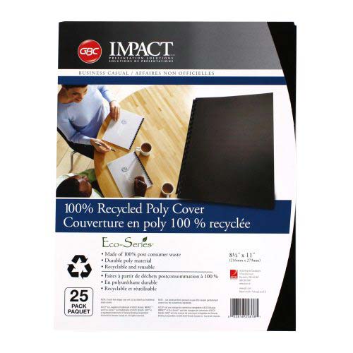 GBC ECO Friendly Black Recycled Poly Covers 25pk - 25818