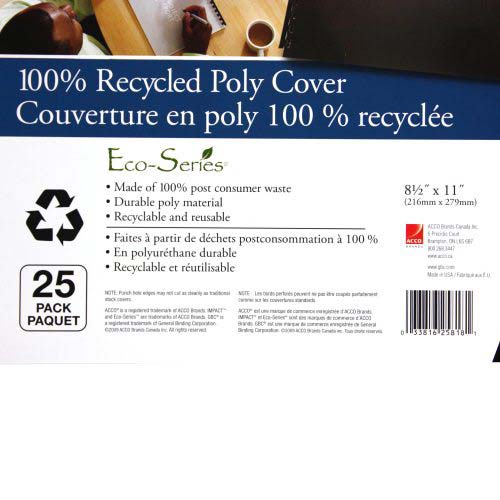 GBC ECO Friendly Black Recycled Poly Covers 25pk - 25818