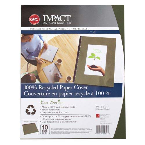 GBC ECO Friendly Green Recycled 8.5" x 11" Paper Binding Covers 10 Sets - 25822