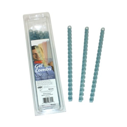 GBC Gels Steel Blue 3/8" Plastic Combs (12pk) - 4090288