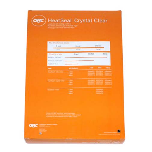 GBC HeatSeal 5 Mil Crystal Clear Legal Size Pouches 100pk - 3201040