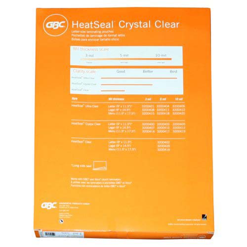 GBC HeatSeal Crystal Clear Letter Size Pouches
