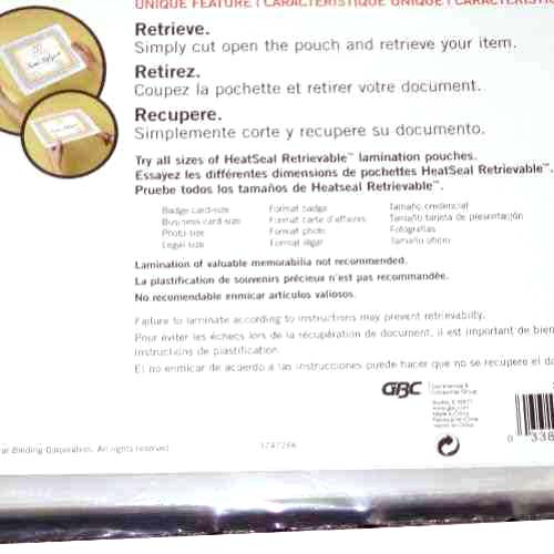 GBC HeatSeal Letter Size Retrieve It Laminating Pouches 25pk