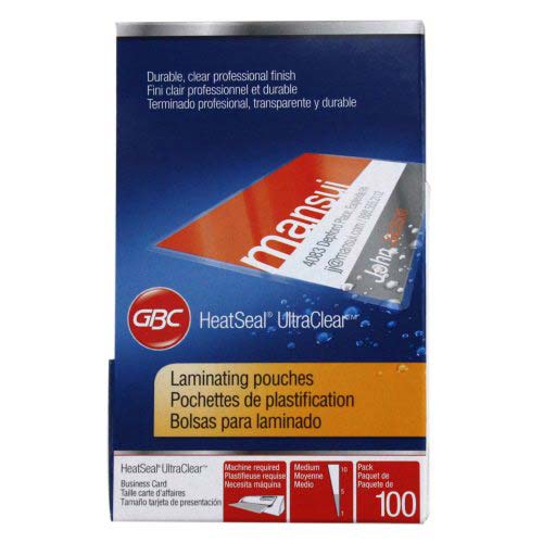GBC HeatSeal Ultra Clear Business Card Size Pouches