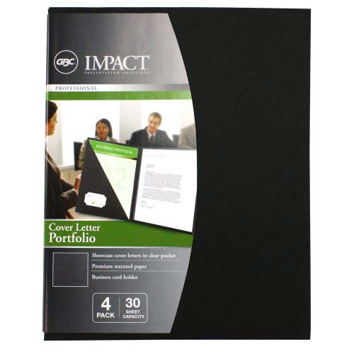 GBC Impact Black Cover Letter Portfolio 4pk - W21526