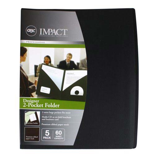 GBC Impact Black Designer Two Pocket Folder 5pk - W55518