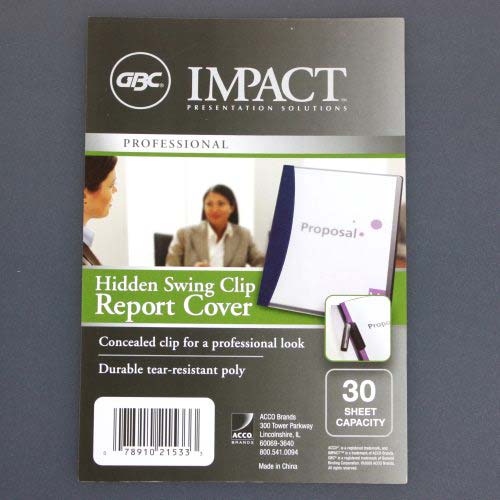 GBC Impact Black Hidden Swing Clip Report Cover - W21533