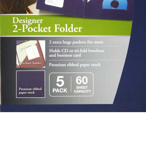 GBC Impact Dark Blue Designer Two Pocket Folder 5pk - W55517