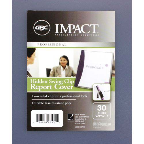GBC Impact Hidden Swing Clip Clear Front Report Cover (Assorted) 1pk - W21530