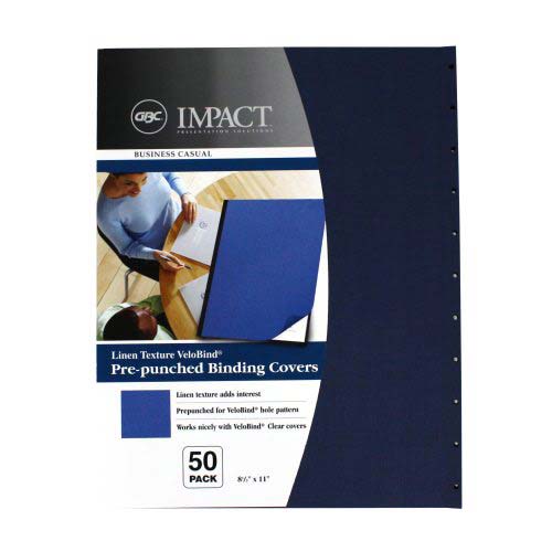 GBC Navy Linen Weave 8.5" x 11" VeloBind Presentation Covers 50pk - 9743511