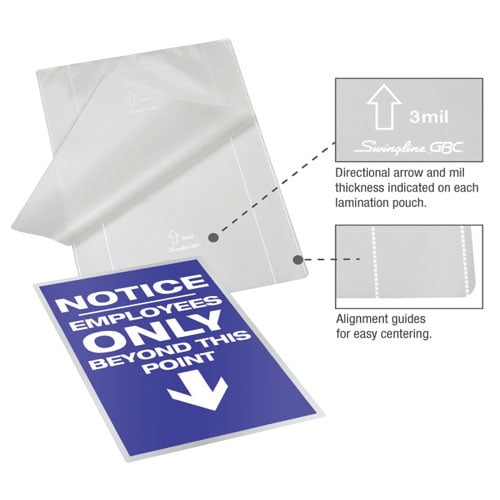 GBC Swingline EZUse Menu Size Thermal Laminating Pouches - 100pk