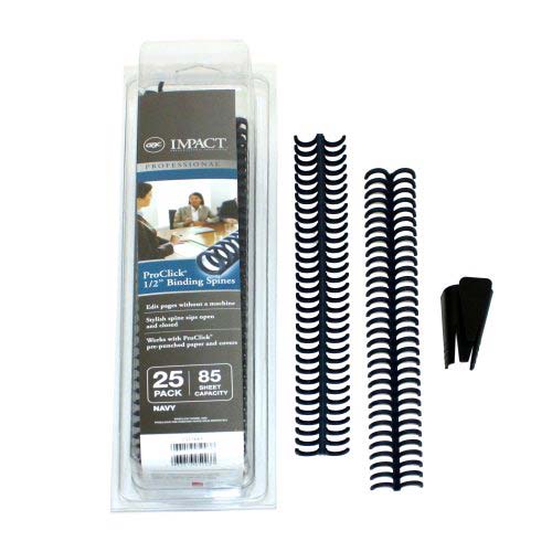 GBC Navy 1/2" Proclick Spines 25pk - 2515661 - Clearance Sale