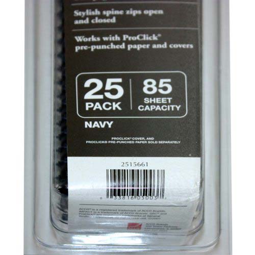 GBC Navy 1/2" Proclick Spines 25pk - 2515661 - Clearance Sale