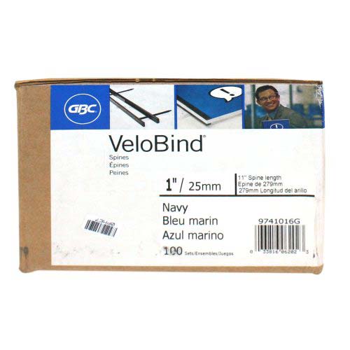 GBC Premium Navy 1" x 11" 11-Pin Velobind Strips - 9741016