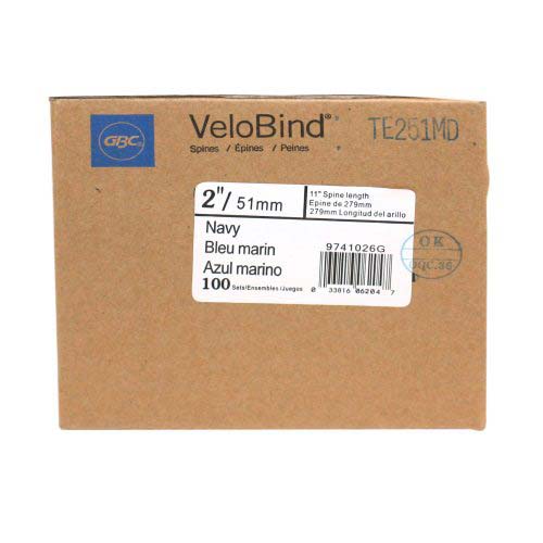 GBC Premium Navy 2" x 11" 11-Pin Velobind Strips - 9741026