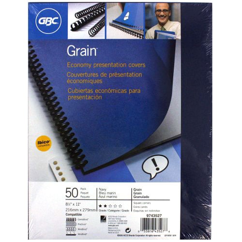 GBC Navy Grain 8.5" x 11" Covers 50pk - 9743527