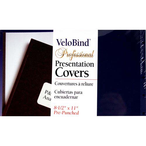 GBC Navy Letter Velobind Punched Linen Weave Covers w/ Windows 25 sets