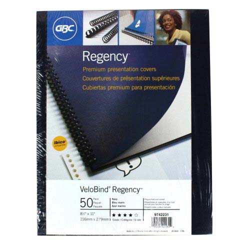 GBC Navy 8.5" x 11" Velobind Punched Regency Covers 50pk - 9742231