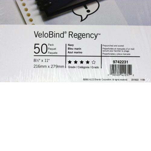 GBC Navy 8.5" x 11" Velobind Punched Regency Covers 50pk - 9742231