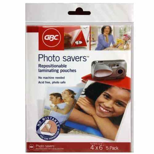 GBC Photo Savers Self Seal Repositionable 4" x 6" Gloss Pouches - 5pk