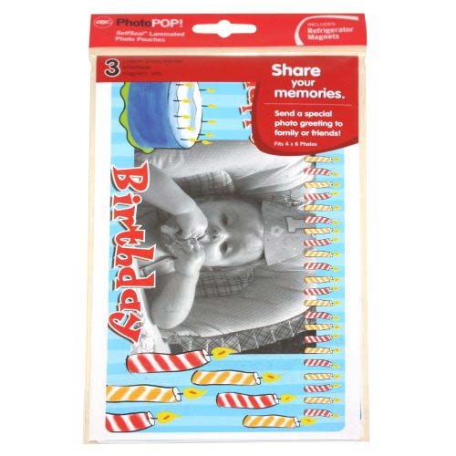 GBC PhotoPop SelfSeal Framed Pouches - Birthday - 3pk