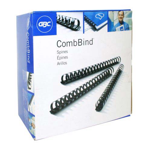 GBC Premium 1-1/8" Black Plastic Combs 100pk - 4000124