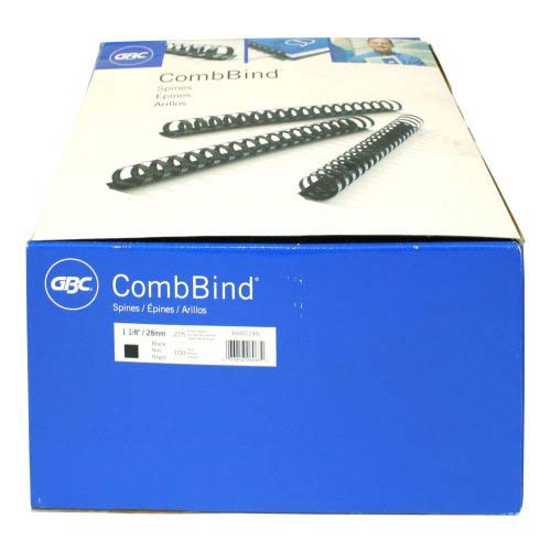 GBC Premium 1-1/8" Black Plastic Combs 100pk - 4000124