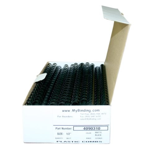 GBC Premium 1/2" Matte Black Plastic Combs 100pk - 4090310