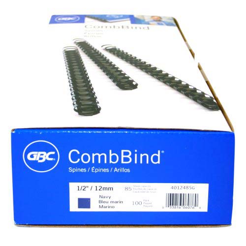GBC Premium 1/2" Navy Plastic Combs 100pk - 4012485