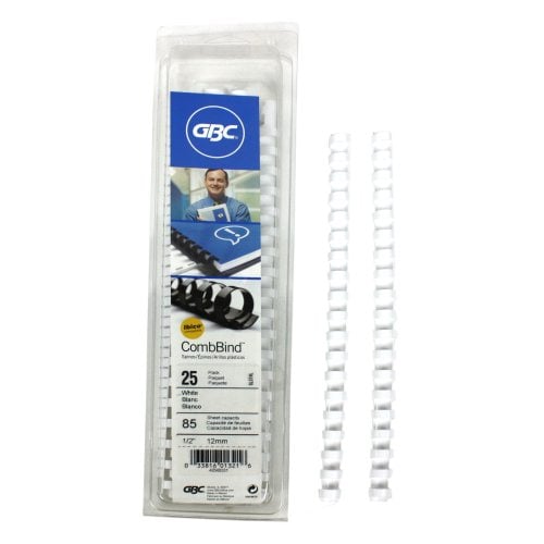 GBC Premium 1/2" White Plastic Combs 25pk - 4090031