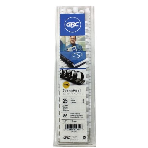 GBC Premium 1/2" White Plastic Combs 25pk - 4090031