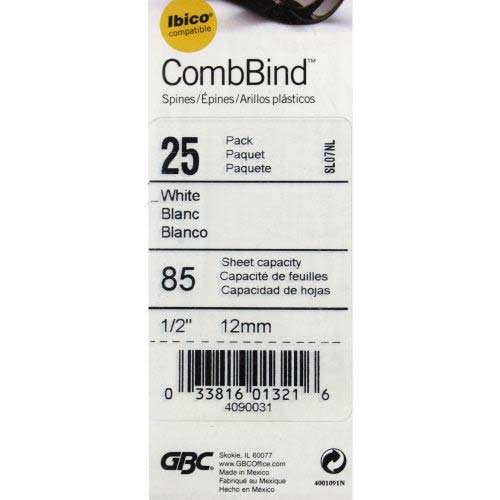 GBC Premium 1/2" White Plastic Combs 25pk - 4090031
