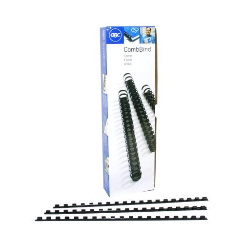GBC Premium 1/4" Black Plastic Combs 100pk (4000020 4090300) - Clearance Sale