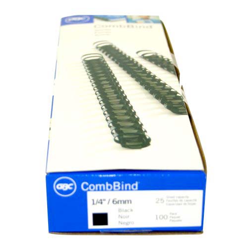 GBC Premium 1/4" Black Plastic Combs 100pk (4000020 4090300) - Clearance Sale