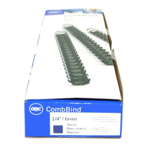 GBC Premium 1/4" Navy Plastic Combs 100pk - 4010485