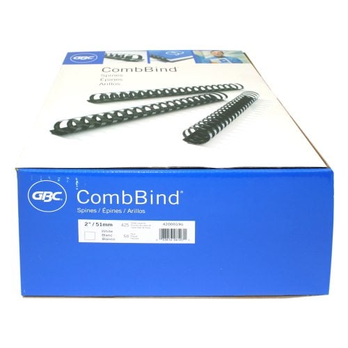 GBC Premium 2" White Plastic Combs 50pk - 4200019