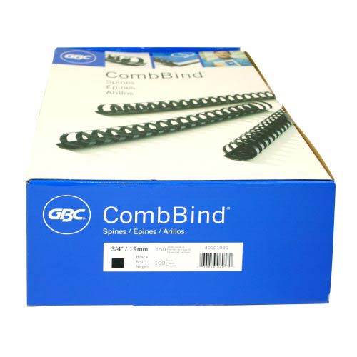 GBC Premium 3/4" Black Plastic Combs 100pk - 4000104