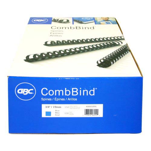 GBC Premium 3/4" Blue Plastic Combs 100pk - 4000100
