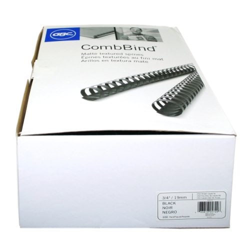 GBC Premium 3/4" Matte Black Plastic Combs 100pk - 4090314