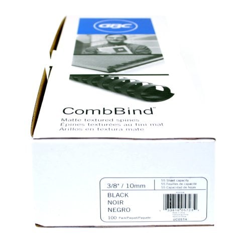 GBC Premium 3/8" Matte Black Plastic Combs 100pk - 4090308
