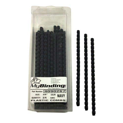 GBC Premium 3/8" Navy Plastic Combs 25pk - 4090267